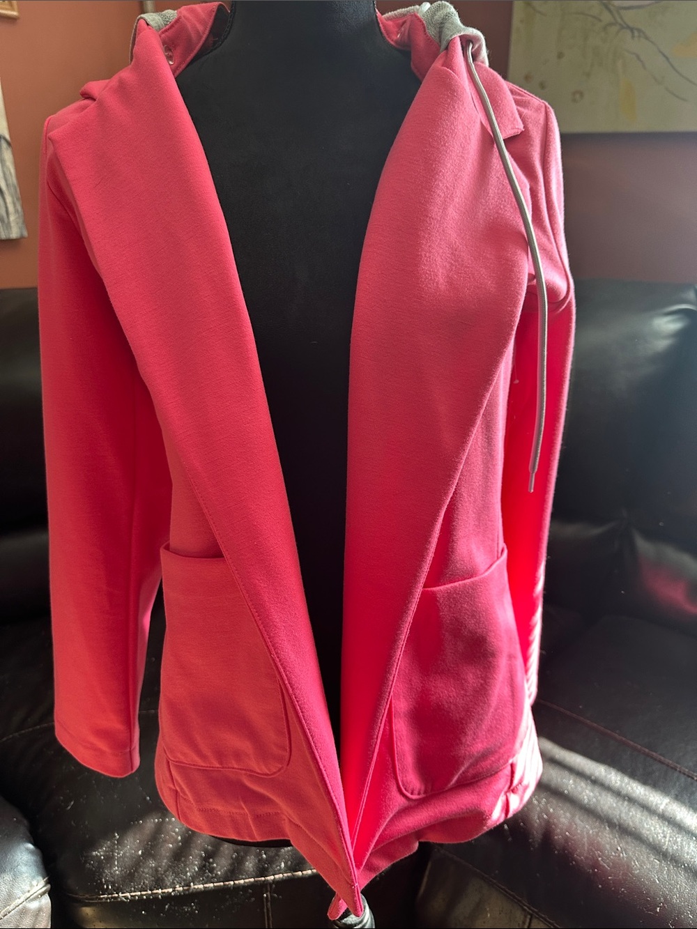 Wallflower Coral Pink Hooded Open-Front Utility Jacket